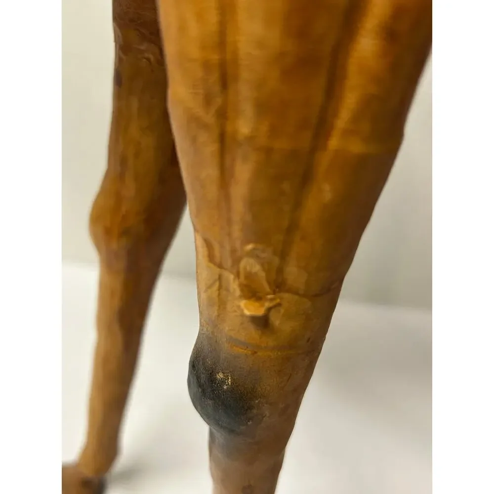 Vintage Leather Wrapped Dromedary Camel W/Saddle and Bridle Standing Glass Eyes
